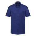 Königsblau - Front - Russell Collection Oxford Herren Hemd, Kurzarm, pflegeleicht