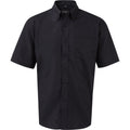 Schwarz - Front - Russell Collection Oxford Herren Hemd, Kurzarm, pflegeleicht