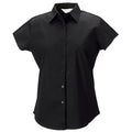 Schwarz - Front - Russell Collection Easy Care Bluse, Kurzarm