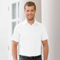 Weiß - Back - Russell Collection Herren Hemd, Kurzarm, bügelfrei