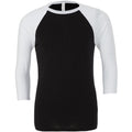 Schwarz-Weiß - Front - Canvas Herren Baseball T-Shirt, 3-4-Ärmel