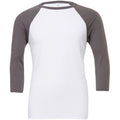 Weiß-Asphalt - Front - Canvas Herren Baseball T-Shirt, 3-4-Ärmel