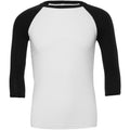 Weiß-Schwarz - Front - Canvas Herren Baseball T-Shirt, 3-4-Ärmel