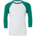 Weiß-Kellygrün - Front - Canvas Herren Baseball T-Shirt, 3-4-Ärmel