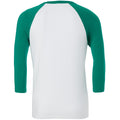Weiß-Kellygrün - Back - Canvas Herren Baseball T-Shirt, 3-4-Ärmel