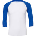 Weiß-Königsblau - Front - Canvas Herren Baseball T-Shirt, 3-4-Ärmel