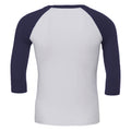 Weiß-Marineblau - Back - Canvas Herren Baseball T-Shirt, 3-4-Ärmel