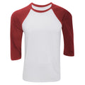 Weiß-Rot - Front - Canvas Herren Baseball T-Shirt, 3-4-Ärmel