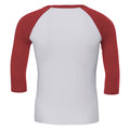 Weiß-Rot - Back - Canvas Herren Baseball T-Shirt, 3-4-Ärmel