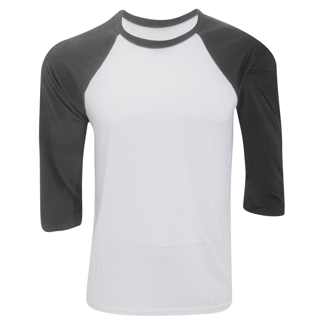 Weiß-Dunkelgrau - Front - Canvas Herren Baseball T-Shirt, 3-4-Ärmel