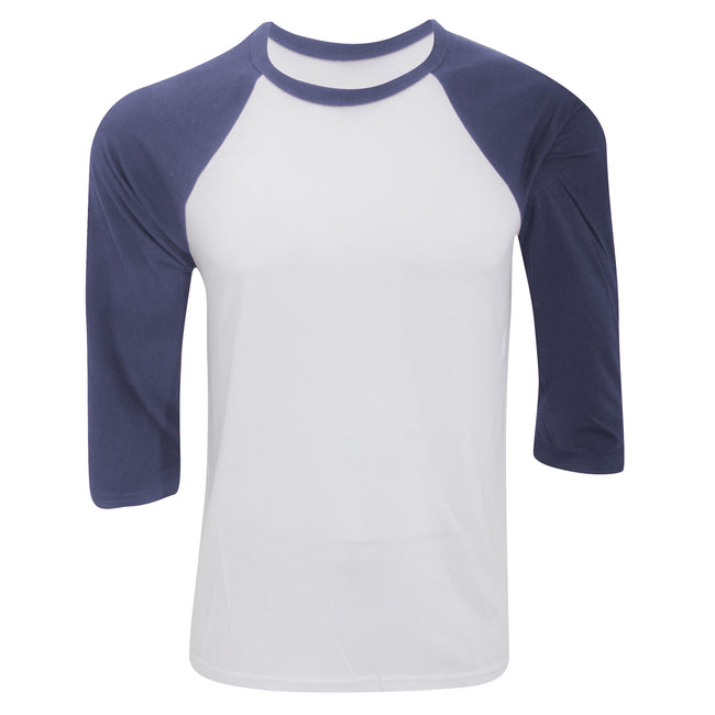 Weiß-Denim - Front - Canvas Herren Baseball T-Shirt, 3-4-Ärmel