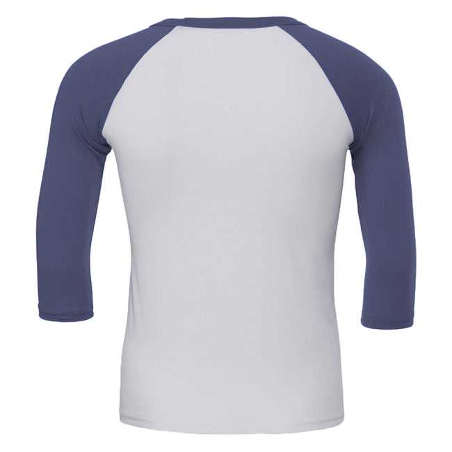 Weiß-Denim - Back - Canvas Herren Baseball T-Shirt, 3-4-Ärmel