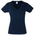 Dunkles Marineblau - Front - Fruit Of The Loom Lady-Fit Valueweight Damen T-Shirt, V-Ausschnitt