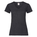 Dunkelgrau Meliert - Front - Fruit Of The Loom Lady-Fit Valueweight Damen T-Shirt, V-Ausschnitt