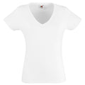Weiß - Front - Fruit Of The Loom Lady-Fit Valueweight Damen T-Shirt, V-Ausschnitt