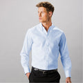 Hellblau - Back - Kustom Kit Premium Oxford Herren Hemd, Langarm