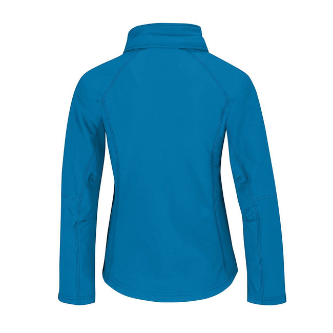 Azurblau - Back - B&C Damen Softshell-Jacke mit Kapuze, winddicht, wasserfest, atmungsaktiv