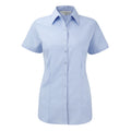Hellblau - Front - Russell Damen Bluse - Hemd mit dezentem Fischgrätenmuster, kurzärmlig