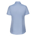 Hellblau - Back - Russell Damen Bluse - Hemd mit dezentem Fischgrätenmuster, kurzärmlig