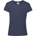 Marineblau - Front - Fruit Of The Loom Mädchen Sofspun T-Shirt, Kurzarm, Rundhalsausschnitt