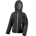 Schwarz-Grau - Front - Result Core Kinder Junior Softshell-Jacke mit Kapuze