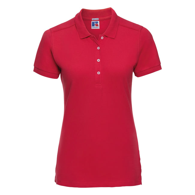 Rot - Front - Russell Damen Stretch Polo-Shirt, Kurzarm