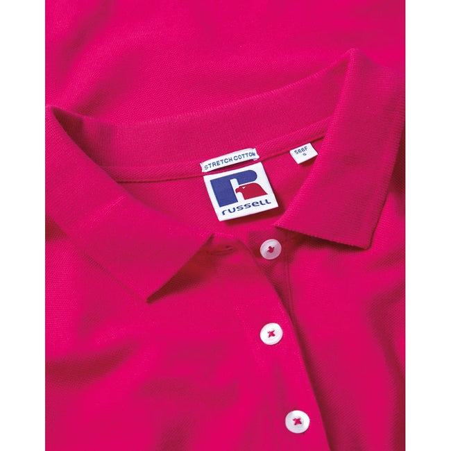 Fuchsie - Back - Russell Damen Stretch Polo-Shirt, Kurzarm