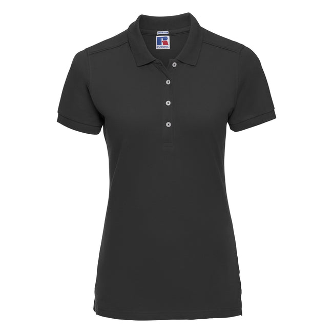 Schwarz - Front - Russell Damen Stretch Polo-Shirt, Kurzarm