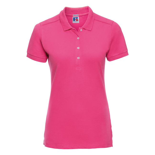 Fuchsie - Front - Russell Damen Stretch Polo-Shirt, Kurzarm
