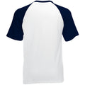 Weiß-Marineblau - Back - Fruit Of The Loom Herren Baseball T-Shirt, kurzärmlig