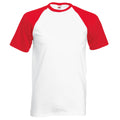 Weiß-Rot - Front - Fruit Of The Loom Herren Baseball T-Shirt, kurzärmlig