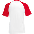 Weiß-Rot - Back - Fruit Of The Loom Herren Baseball T-Shirt, kurzärmlig