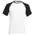 Weiß-Schwarz - Front - Fruit Of The Loom Herren Baseball T-Shirt, kurzärmlig