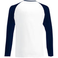 Weiß-Marineblau - Back - Fruit Of The Loom Herren Baseball T-Shirt, langärmlig