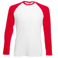 Weiß-Rot - Front - Fruit Of The Loom Herren Baseball T-Shirt, langärmlig