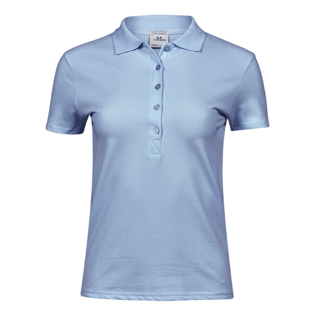 Hellblau - Front - Tee Jays Damen Luxury Stretch Polo-Shirt, Kurzarm