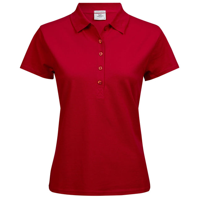 Rot - Front - Tee Jays Damen Luxury Stretch Polo-Shirt, Kurzarm