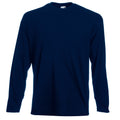 Marineblau - Front - Fruit Of The Loom Herren Langarm T-Shirt mit Rundhalsausschnitt
