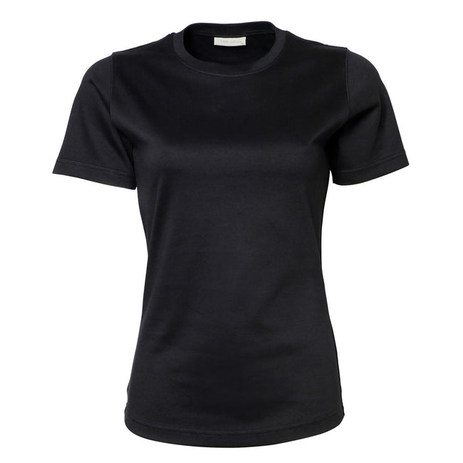 Schwarz - Front - Tee Jays Damen Interlock T-Shirt, Rundhalsausschnitt, Kurzarm