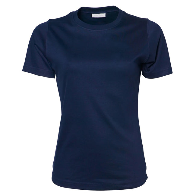 Marineblau - Front - Tee Jays Damen Interlock T-Shirt, Rundhalsausschnitt, Kurzarm