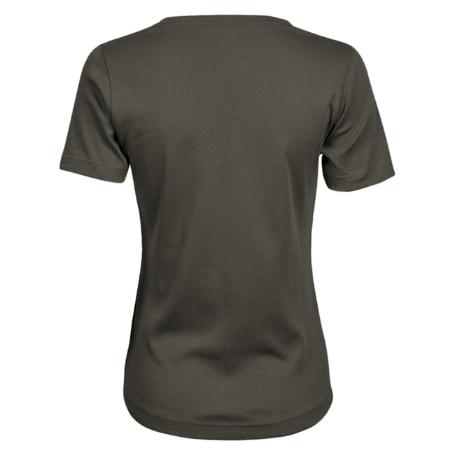 Dunkles Olivgrün - Back - Tee Jays Damen Interlock T-Shirt, Rundhalsausschnitt, Kurzarm