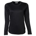 Schwarz - Front - Tee Jays Damen Interlock Longsleeve - T-Shirt, Rundhalsausschnitt, Langarm