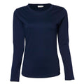 Marineblau - Front - Tee Jays Damen Interlock Longsleeve - T-Shirt, Rundhalsausschnitt, Langarm