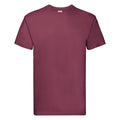 Burgunder - Front - Fruit Of The Loom Herren Super Premium Kurzarm T-Shirt