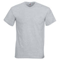 Grau meliert - Front - Fruit Of The Loom Valueweight T-shirt für Männer mit V-Ausschnitt, kurzärmlig