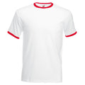 Weiß-Rot - Front - Fruit Of The Loom Herren Ringer T-Shirt