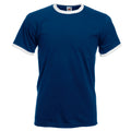 Marineblau-Weiß - Front - Fruit Of The Loom Herren Ringer T-Shirt