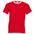Rot-Weiß - Front - Fruit Of The Loom Herren Ringer T-Shirt