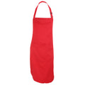 Rot - Front - Dennys Unisex Latzschürze mit Tasche, für Erwachsene