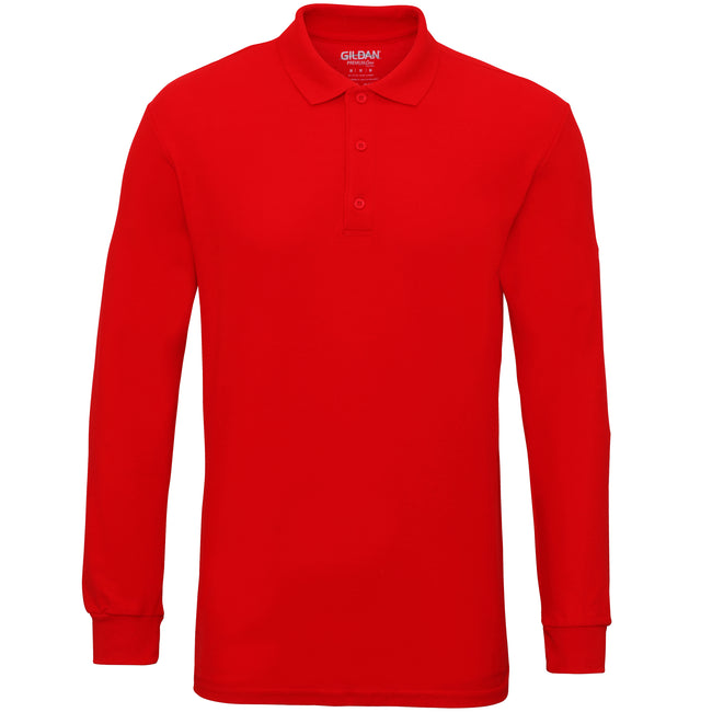 Rot - Front - Gildan Herren Pique Polo-Hemd, langärmlig